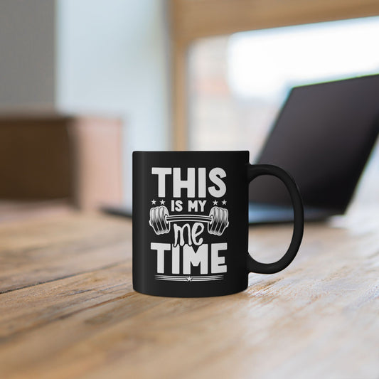 Woman holding a mug with This Is My Me Time self-care gym graphic.