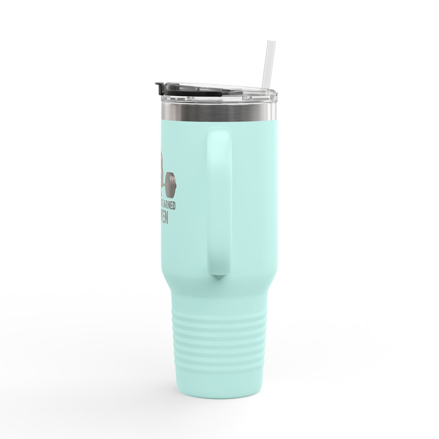 40oz Insulated Travel Mug — "The Strength Is Earned Not Given" Gym Motivation Tumbler