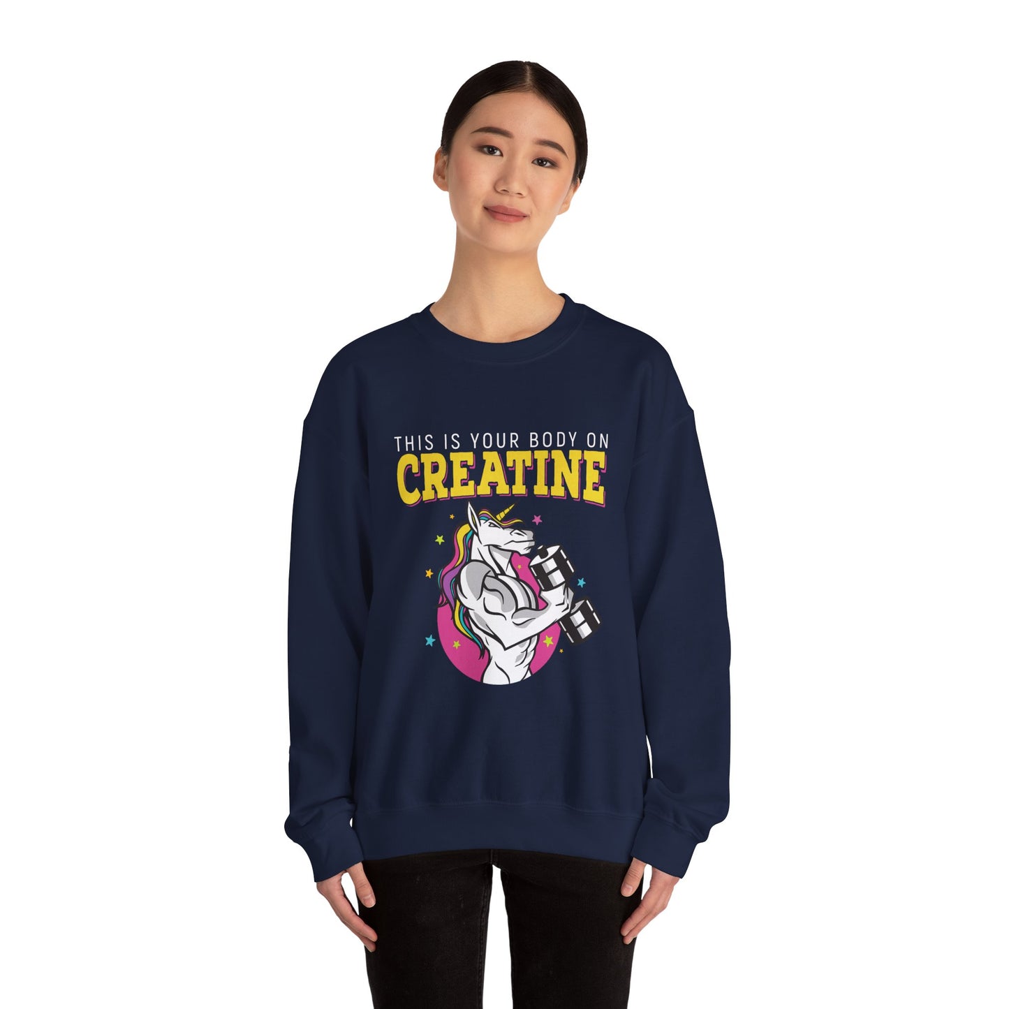 Pumped-Up Creatine Unicorn Crewneck