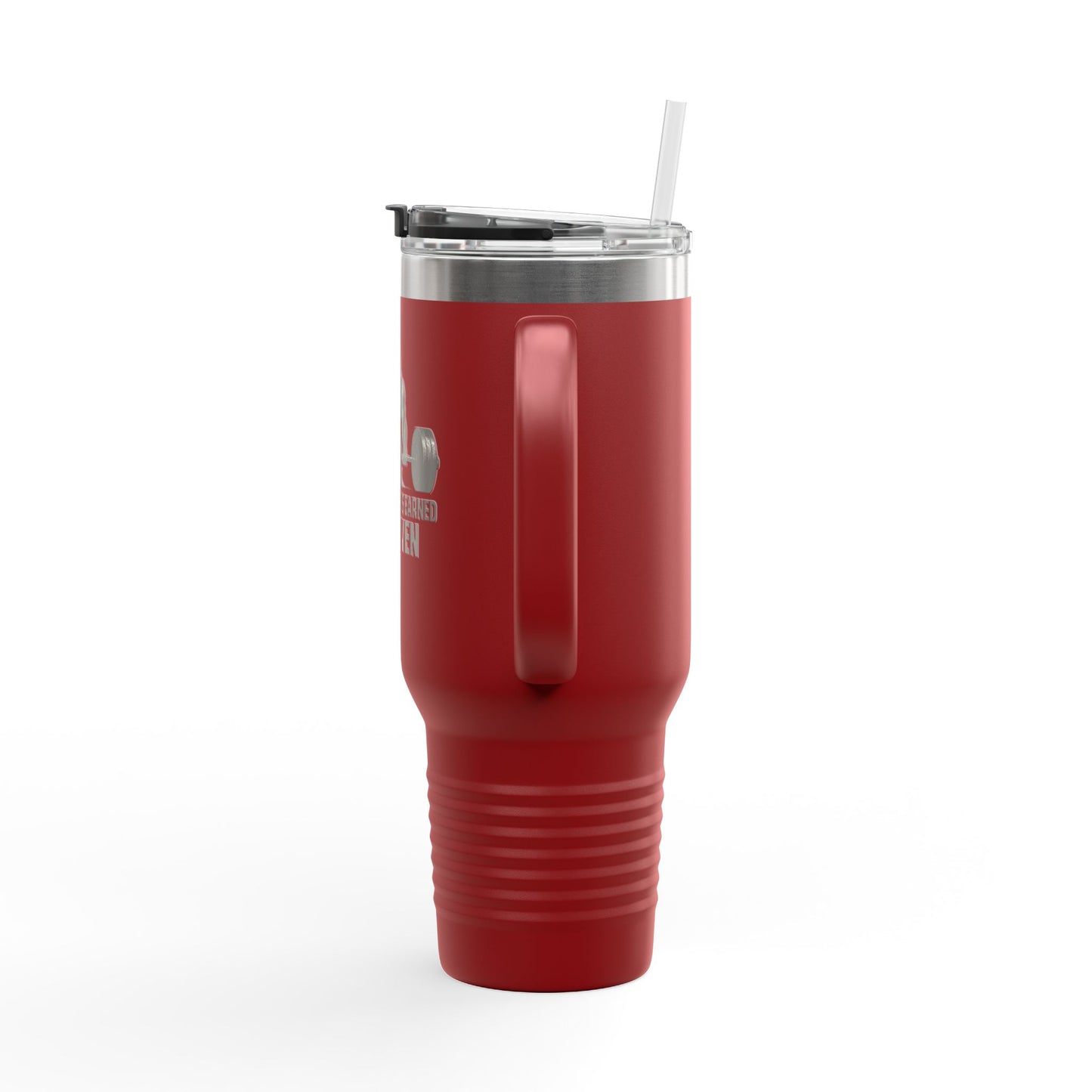 40oz Insulated Travel Mug — "The Strength Is Earned Not Given" Gym Motivation Tumbler