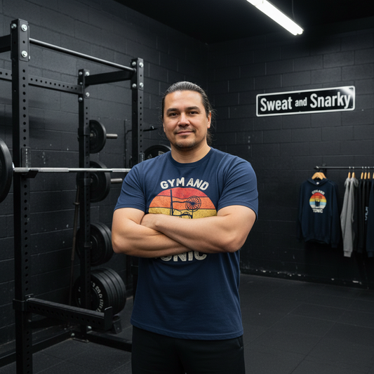 Man wearing a Gym and Tonic tee